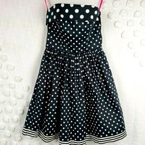 Betsey Johnson Black & White Polka Dot Sleeveless Dress